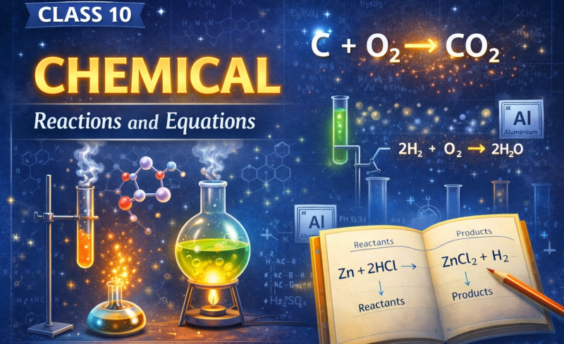 Chemistry is happening around us all the time — when iron rusts, when milk turns into curd, when food is digested, or when fuel burns. All these processes involve chemical reactions. In Class 10 Science, the chapter Chemical Reactions and Chemical Equations is the foundation of Chemistry. It teaches you: ✔ What a chemical reaction is ✔ How to write chemical equations ✔ Types of chemical reactions ✔ Oxidation and reduction ✔ Corrosion and rancidity